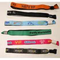 Pulsera de tela Verde Neón - Cuenta metálica - Estándar